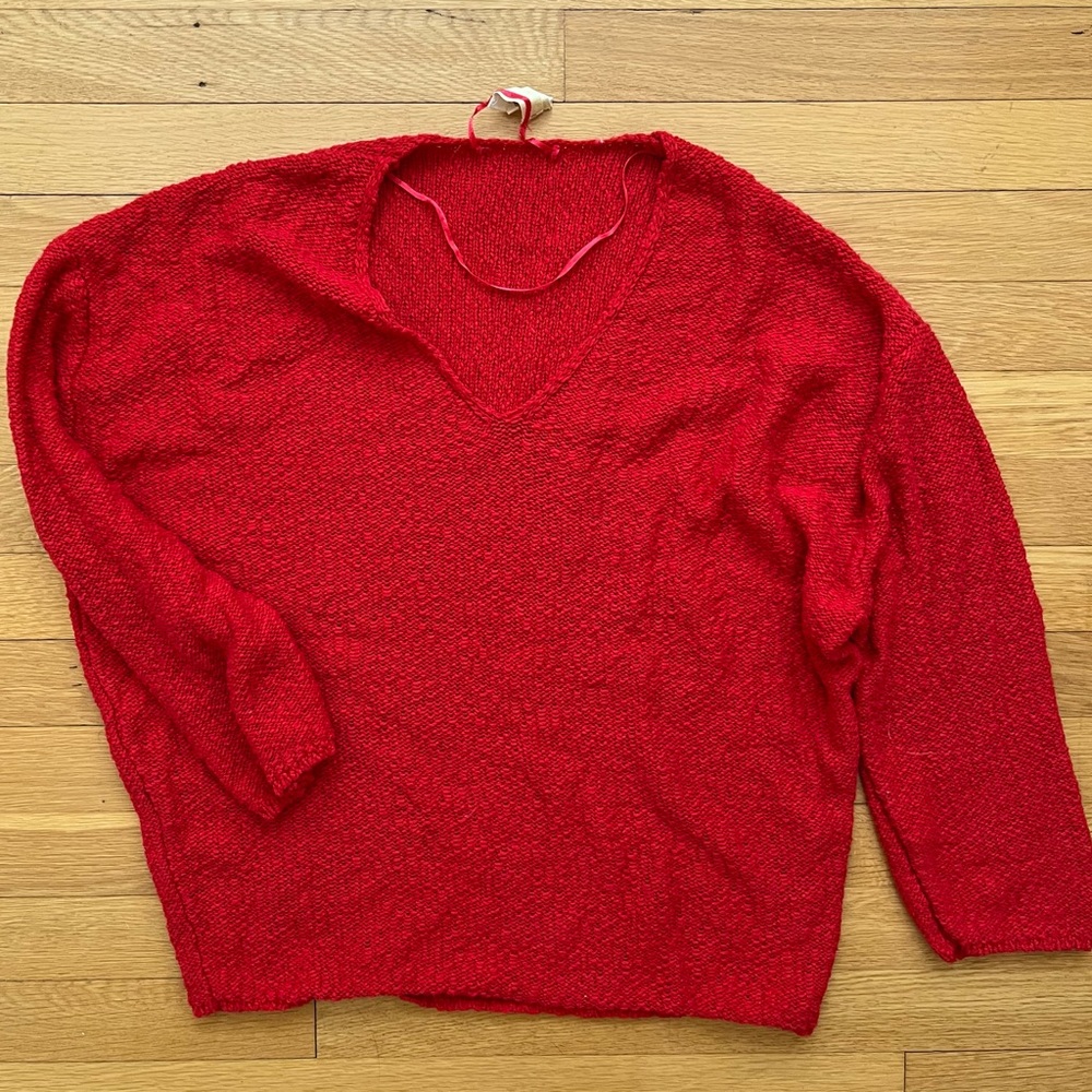 UO ‘Coconut Reversible V-Neck Tunic Sweater’ in Red